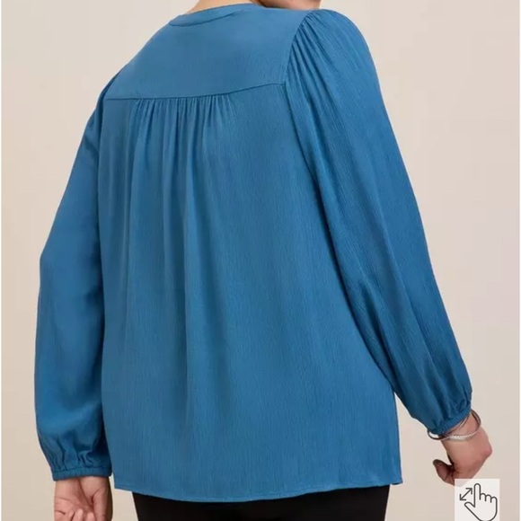 Crinkle Gauze Button-Front Peasant Top - Picture 2 of 3
